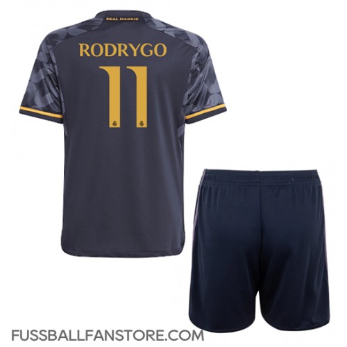 Real Madrid Rodrygo Goes #11 Replik Auswärtstrikot Kinder 2023-24 Kurzarm (+ Kurze Hosen)